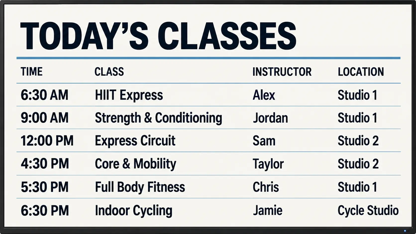 Class schedules